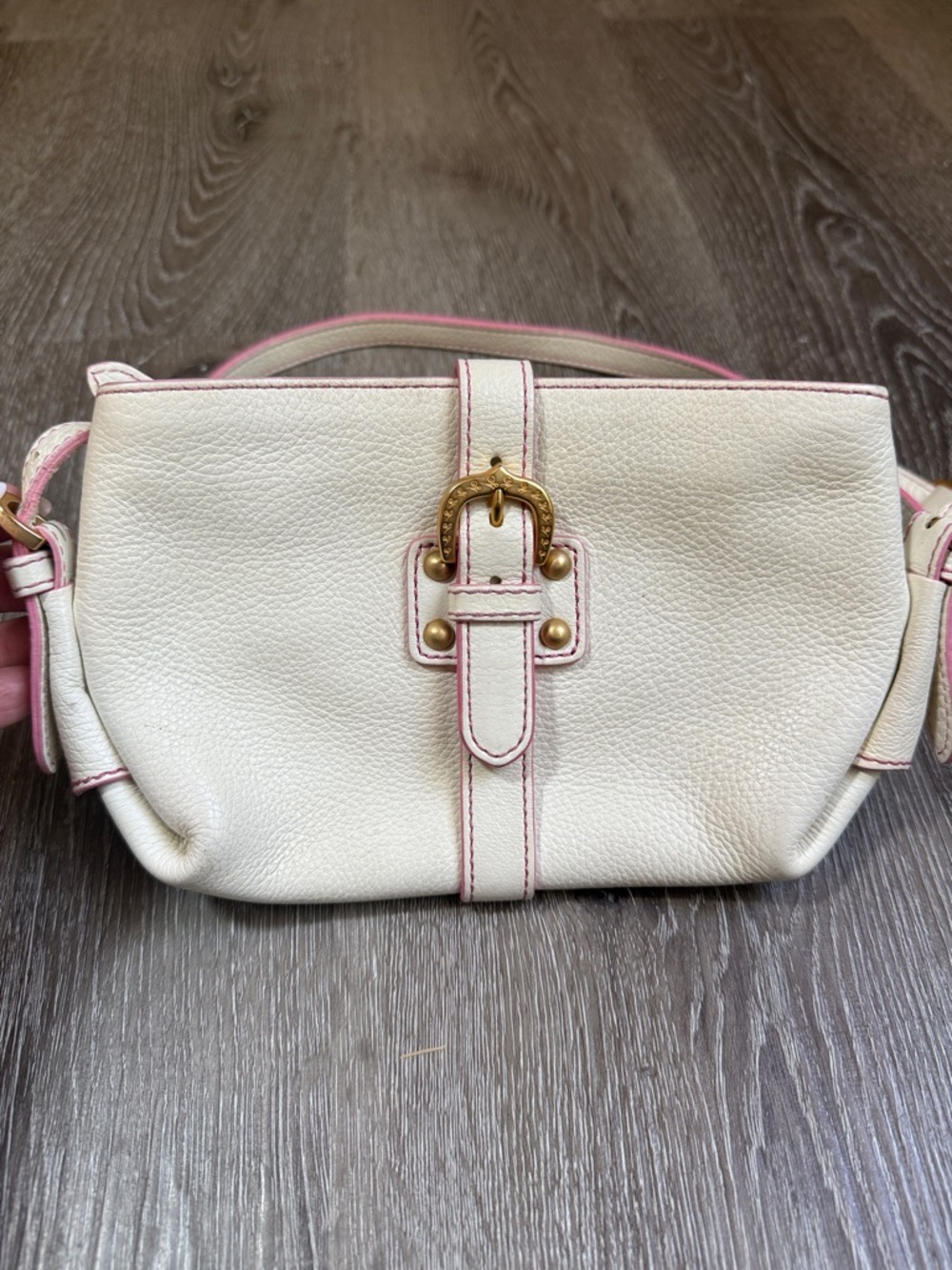 Vintage Dooney & Bourke Y2K Cream Pink Leather Mini Shoulder Bag Coquette Baguet